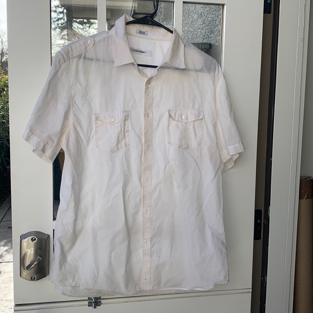 Lightweight white cotton short sleeves top Calvin Klein L